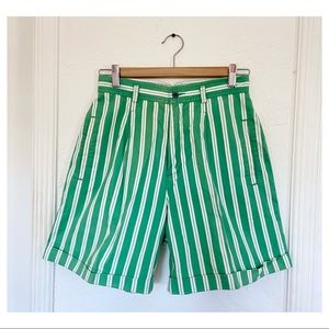 Vintage Striped Green high waisted shorts